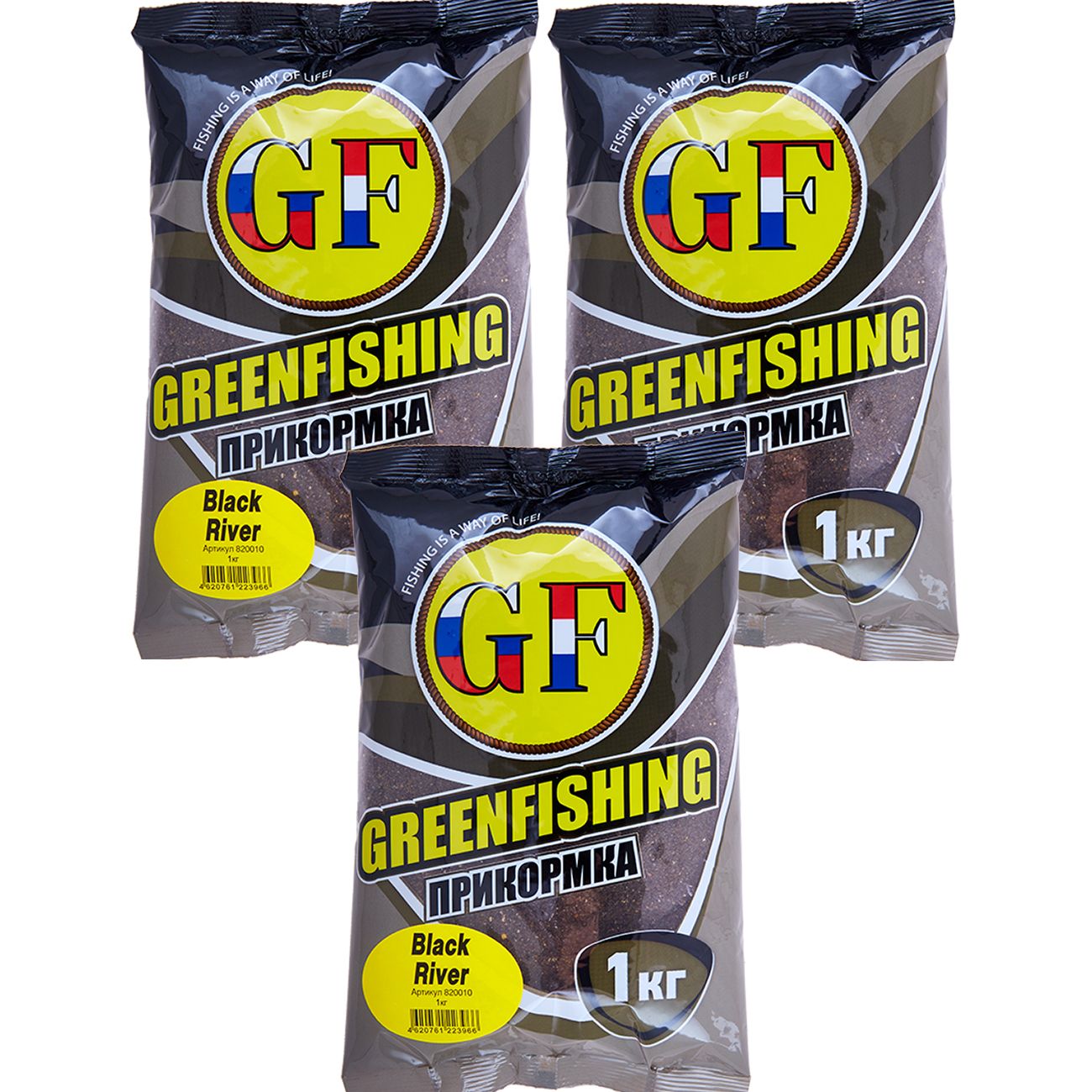

Прикормка натуральная GreenFishing GF, Black River, 3 кг, GF