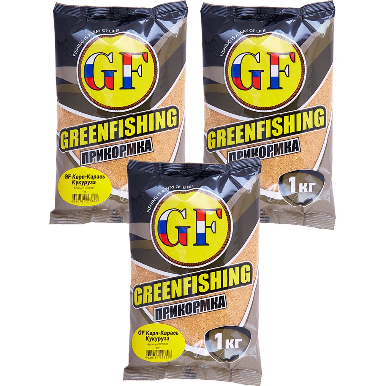 

Прикормка натуральная GreenFishing GF, Карп-Карась Кукуруза, 3 кг, GF