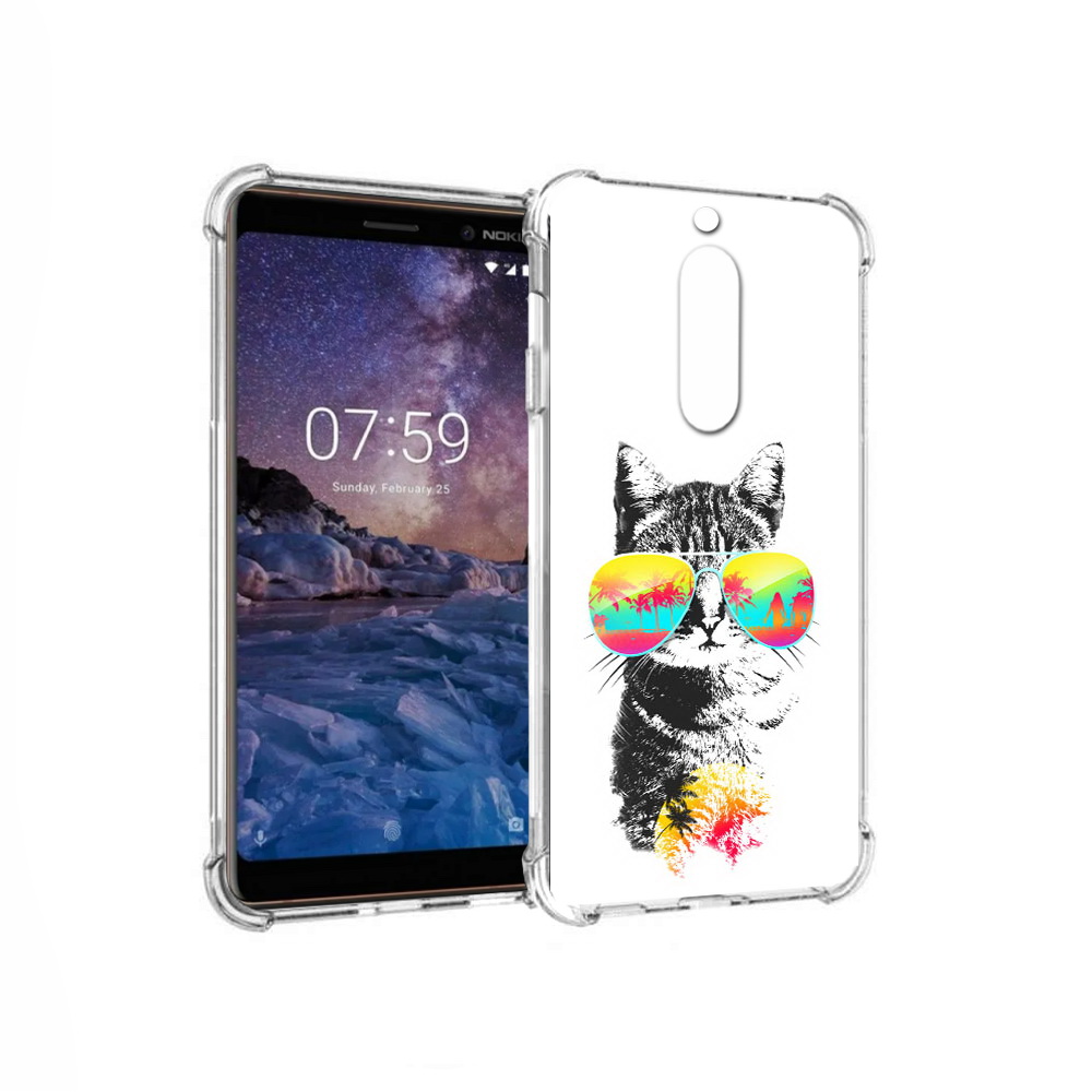 

Чехол MyPads Tocco для Nokia 7 крутой кот (PT95887.123.425), Прозрачный, Tocco