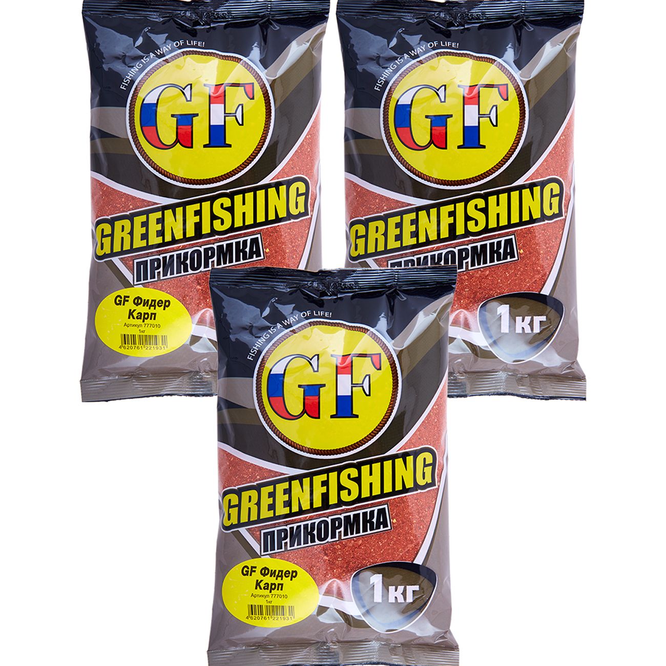 

Прикормка натуральная GreenFishing GF, Фидер Карп, 3 кг, GF