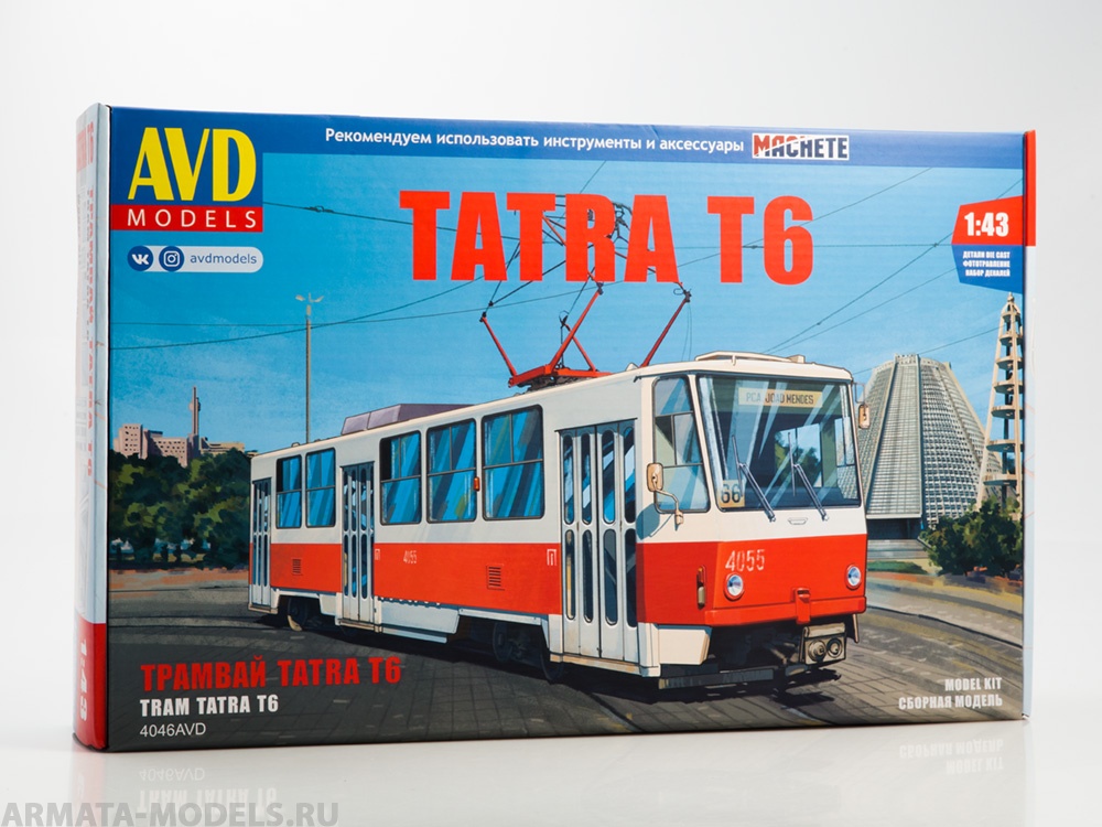 

4046AVD Сборная модель Трамвай Tatra-T6