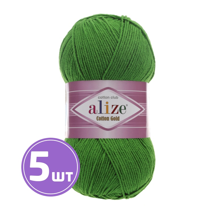 

Пряжа ALIZE Cotton Gold (126), зеленая трава, 5 шт. по 100 г, Зеленый