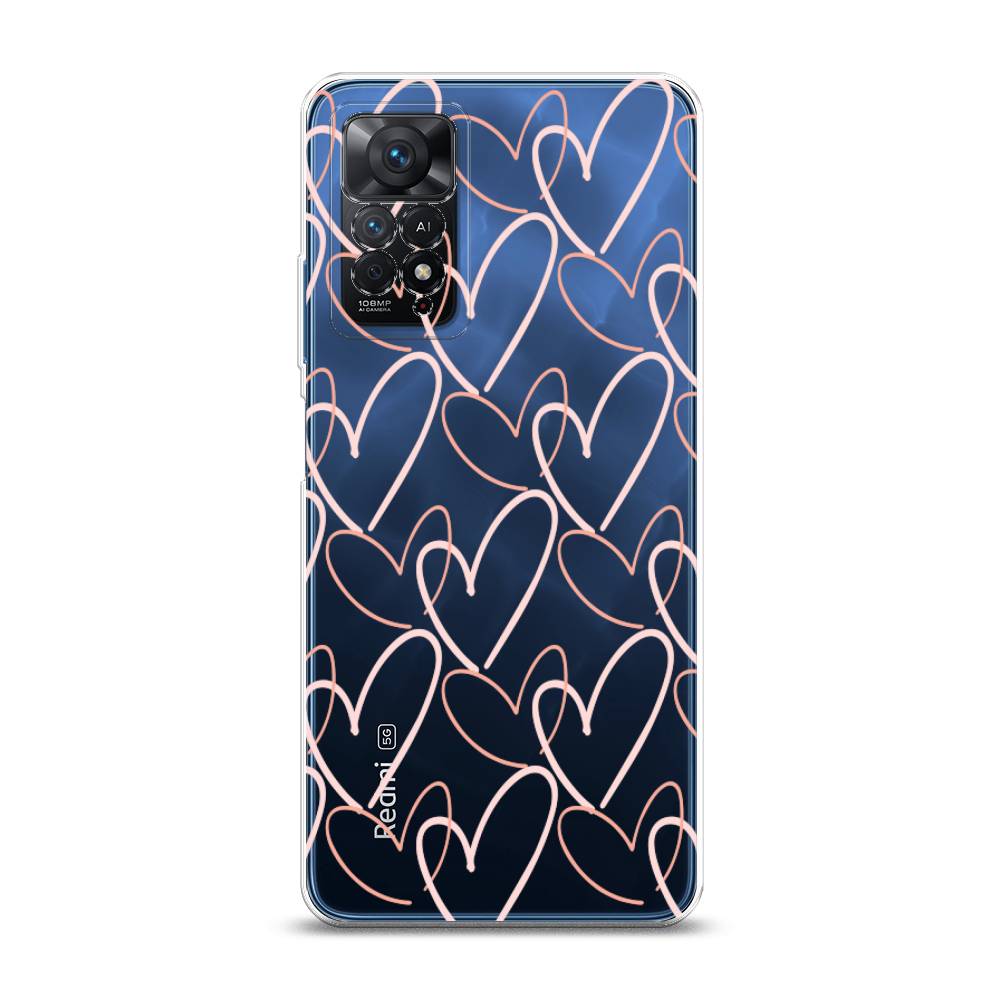 

Чехол на Xiaomi Redmi Note 11 Pro/11 Pro 5G/11E Pro "Узор из сердечек", Розовый;бежевый, 314750-6