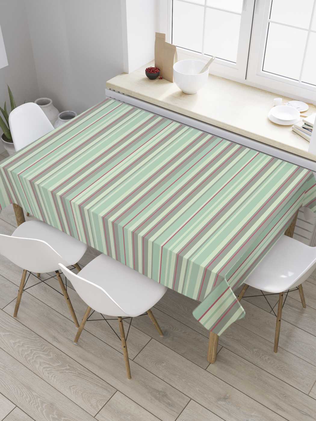 

Скатерть прямоугольная JoyArty "Полосатое настроение" из сатена, 120x145 см, Голубой, Полосатое настроение