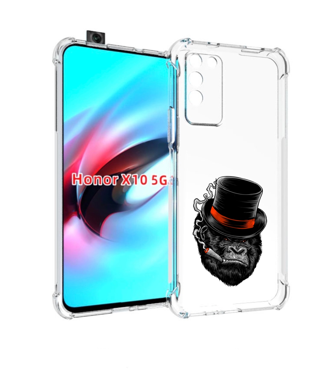 

Чехол MyPads дизайнерская горилла для Honor X10, Прозрачный, Tocco