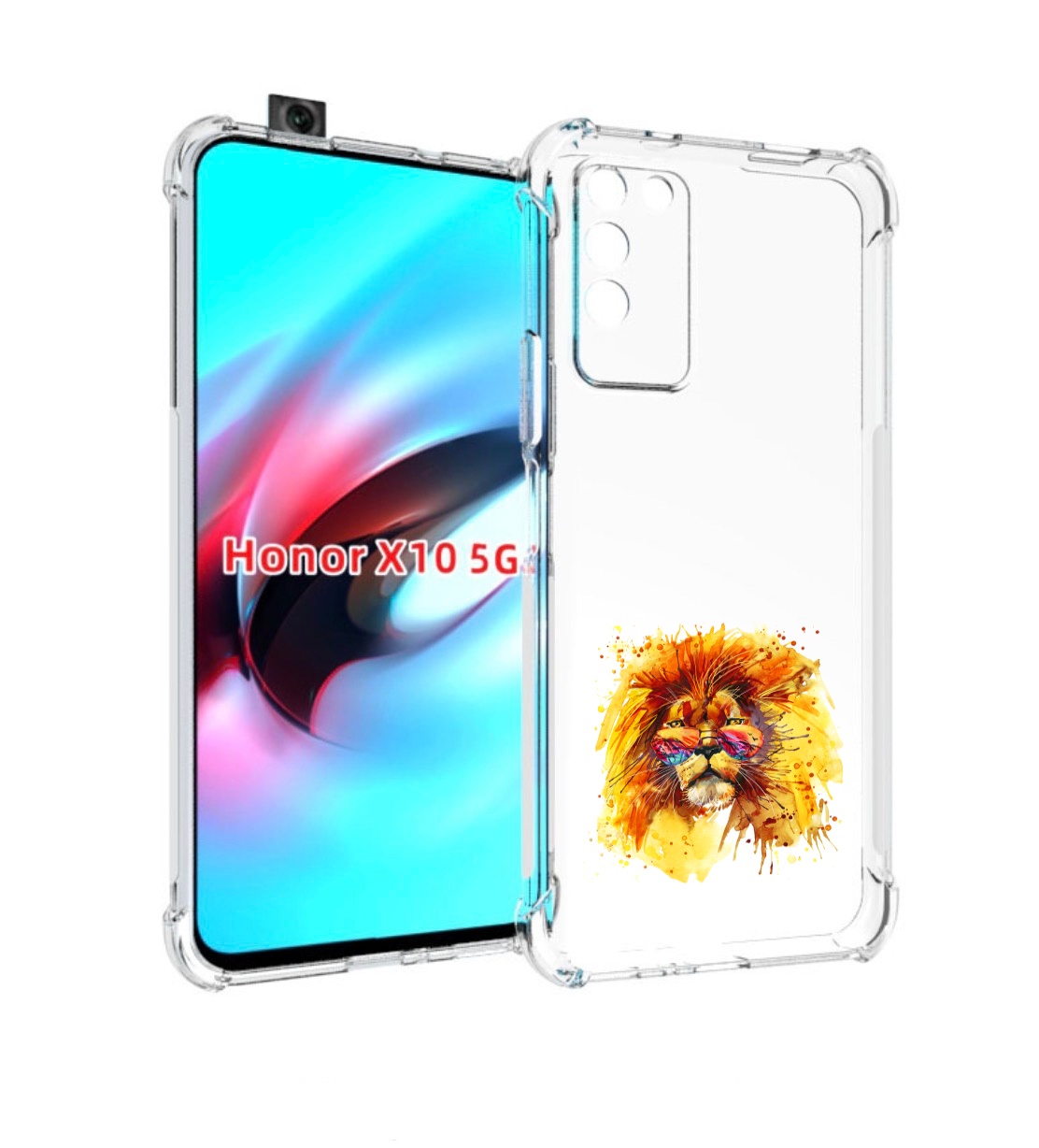 

Чехол MyPads лев в очках для Honor X10, Прозрачный, Tocco