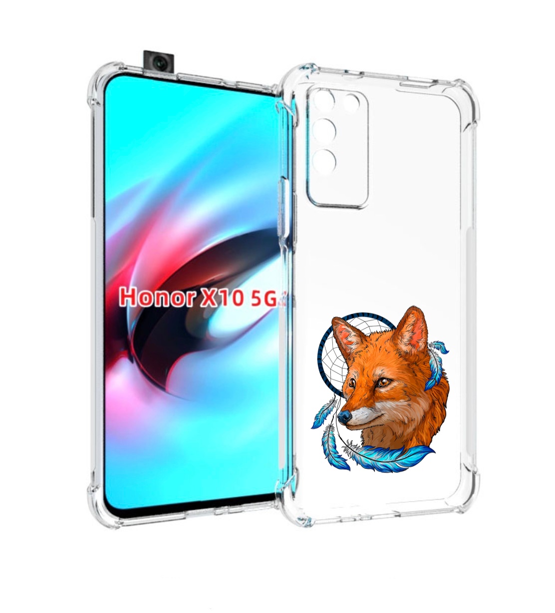 Чехол MyPads лиса и ловец снов для Honor X10