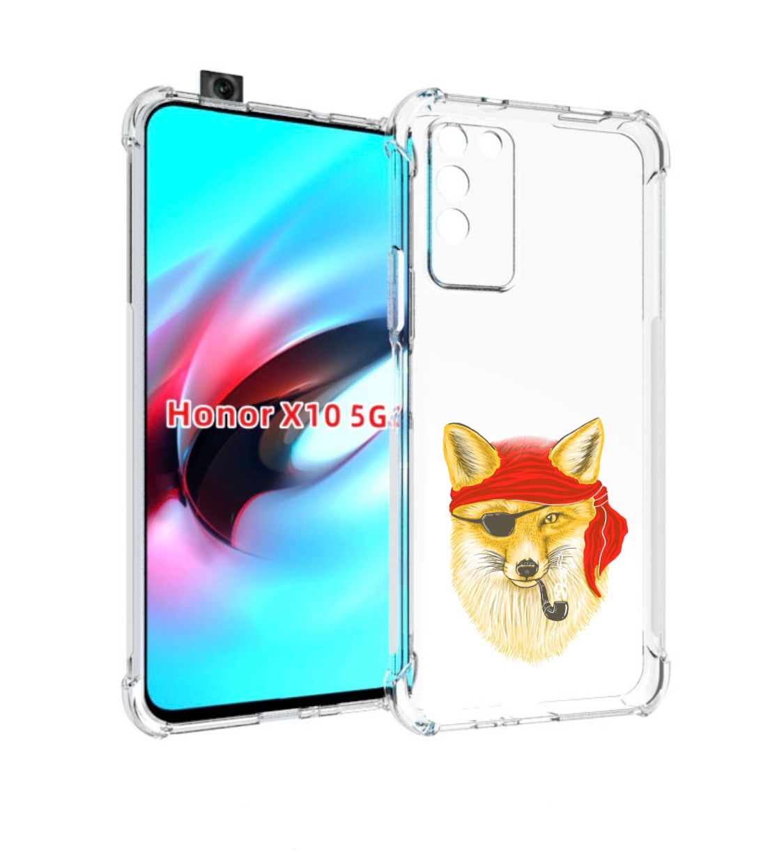 

Чехол MyPads лиса-пират для Honor X10, Прозрачный, Tocco