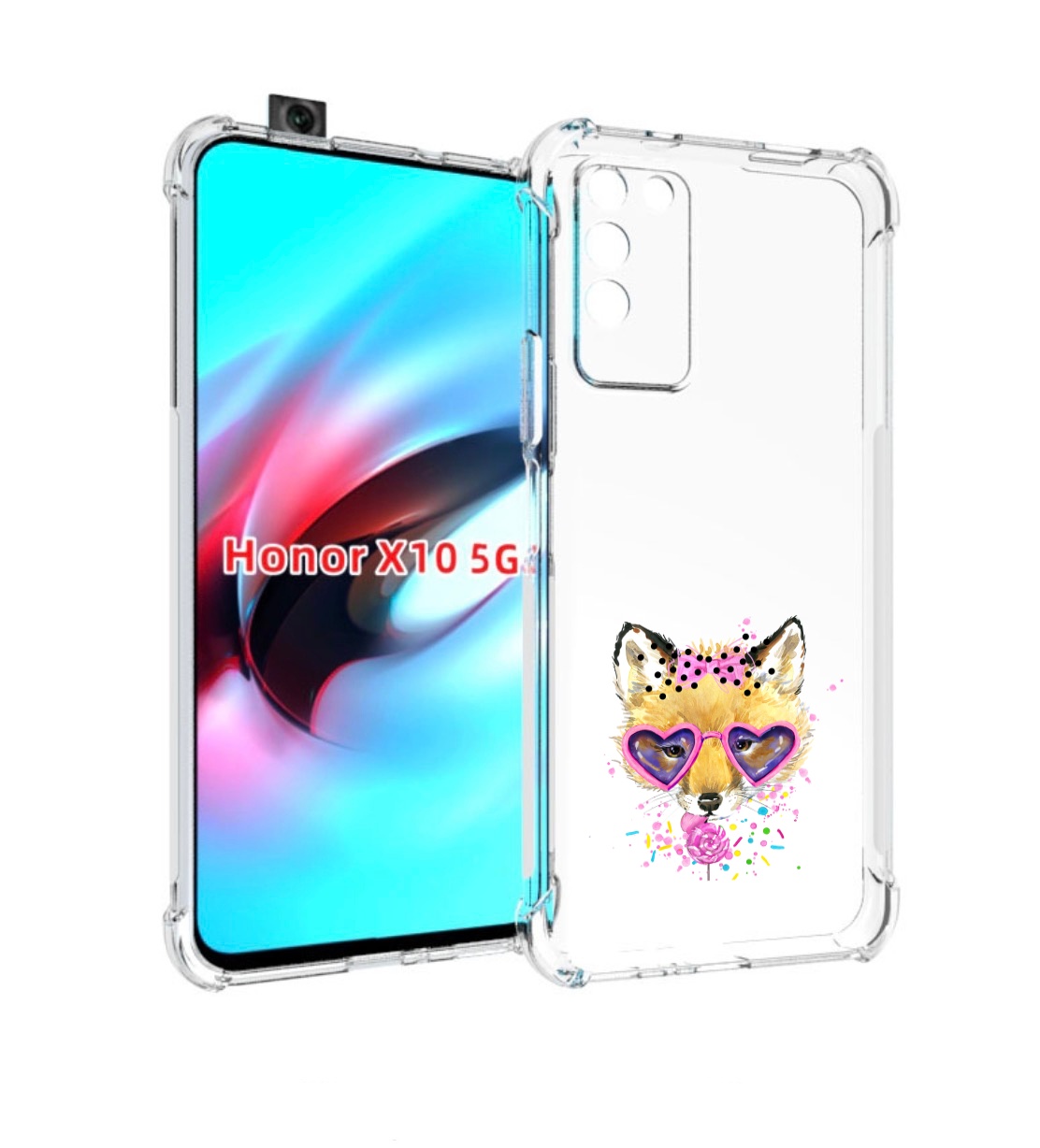 

Чехол MyPads лисенок с бантиком для Honor X10, Прозрачный, Tocco