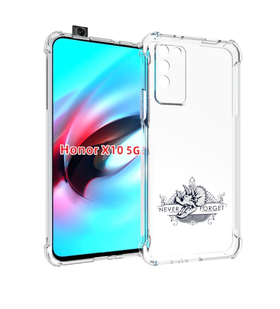 

Чехол MyPads логотип носорога никогда не забуду для Honor X10, Прозрачный, Tocco