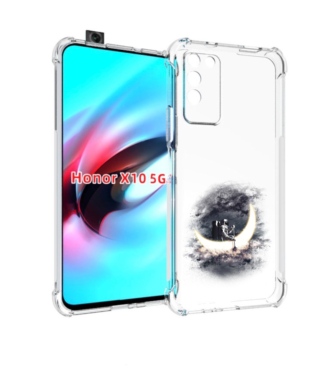 

Чехол MyPads лунный путешественник для Honor X10, Прозрачный, Tocco