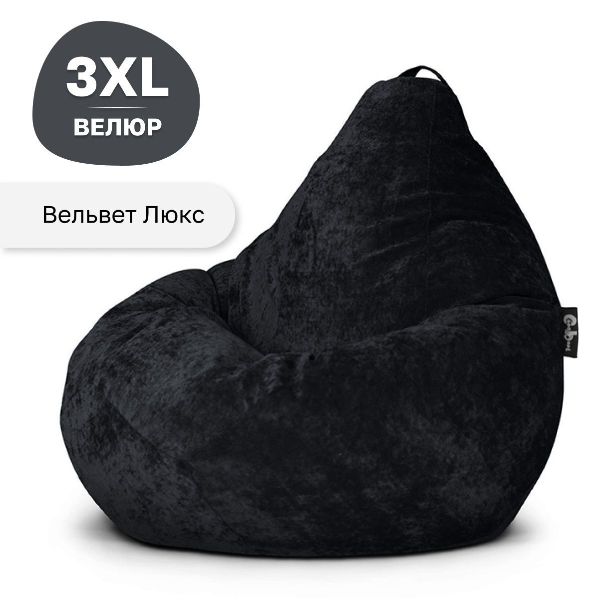 

Кресло мешок GoodPoof Комфорт груша XXXL вельвет Смола, Черный, Комфорт