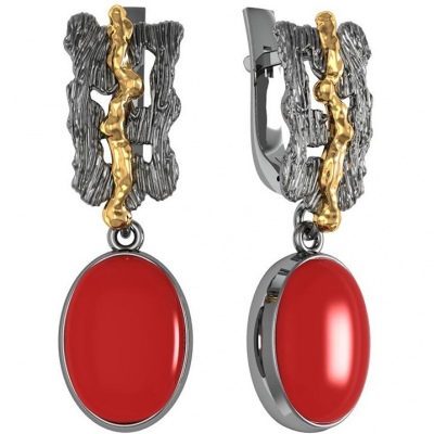 

Серьги из серебра с кораллом ПРИВОЛЖСКИЙ ЮВЕЛИР 397716-KR, 397716-KR