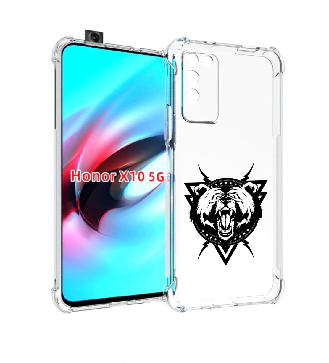 

Чехол MyPads медведь в треугольнике для Honor X10, Прозрачный, Tocco