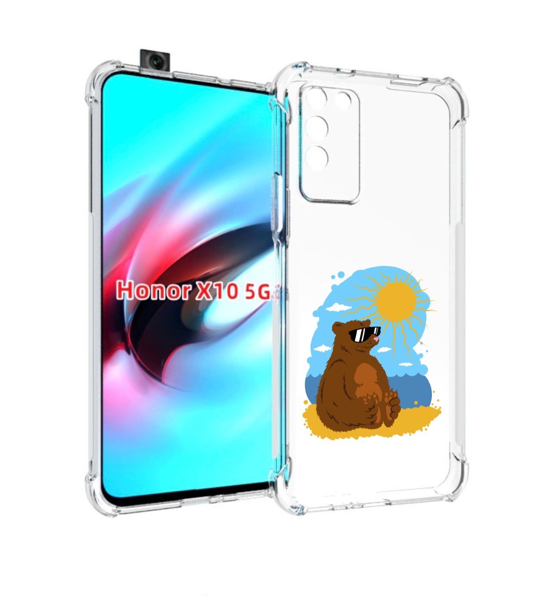 

Чехол MyPads медведь на чиле для Honor X10, Прозрачный, Tocco