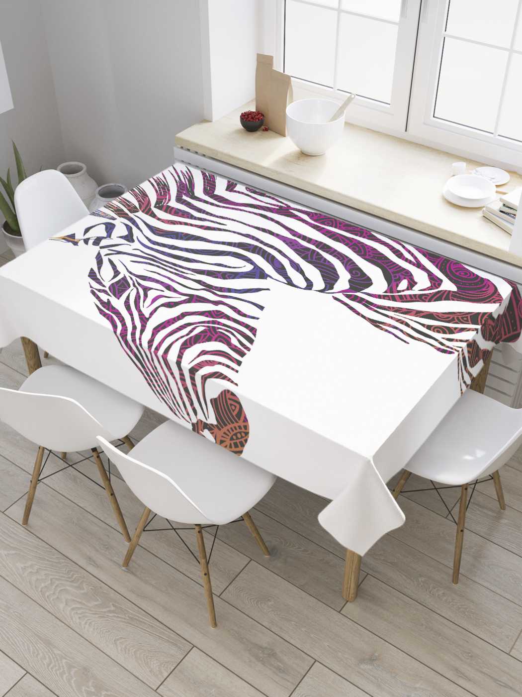 

Скатерть прямоугольная JoyArty "Африканская зебра" из сатена, 120x145 см, Белый, Африканская зебра