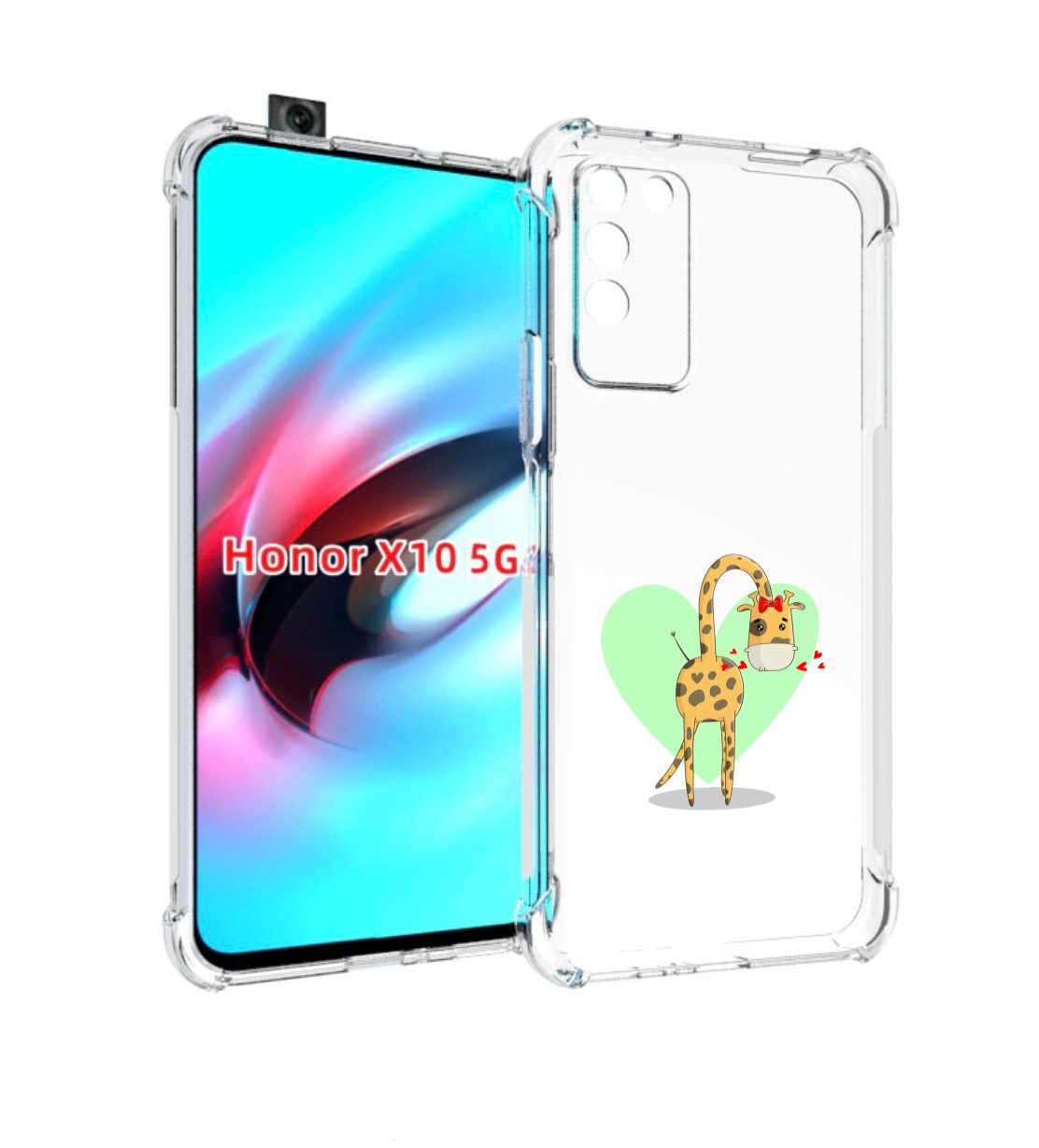 Чехол MyPads Влюбленный жираф 14 февраля для Honor X10