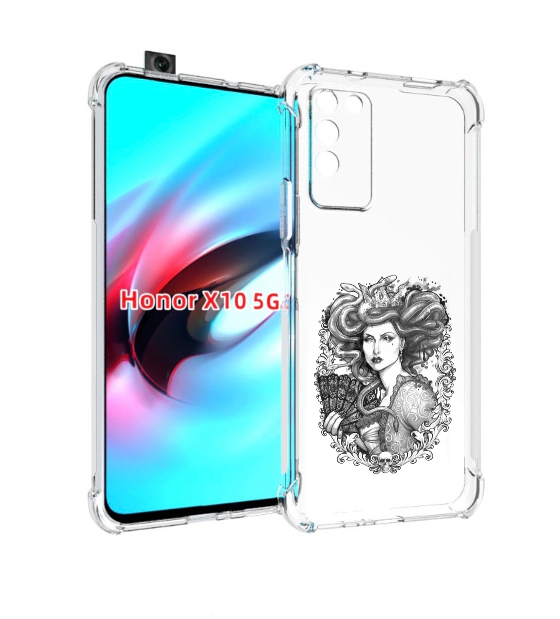 

Чехол MyPads медуза черно белый для Honor X10, Прозрачный, Tocco
