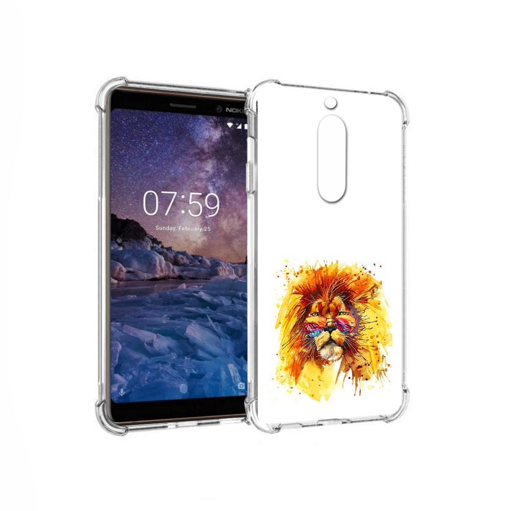 

Чехол MyPads Tocco для Nokia 7 лев в очках (PT95887.123.436), Прозрачный, Tocco