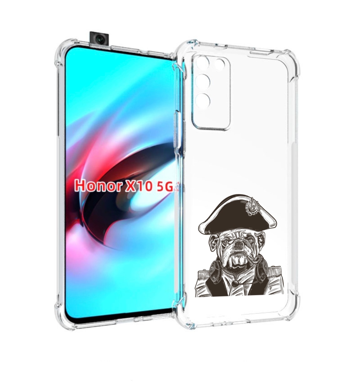 

Чехол MyPads мопс генерал для Honor X10, Прозрачный, Tocco