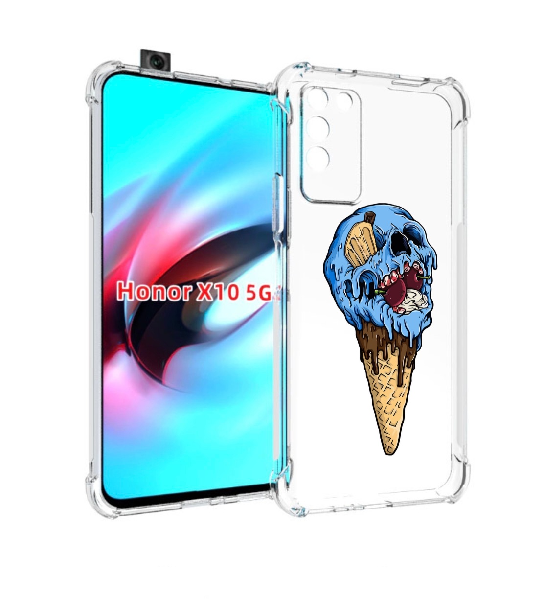 

Чехол MyPads мороженное череп для Honor X10, Прозрачный, Tocco
