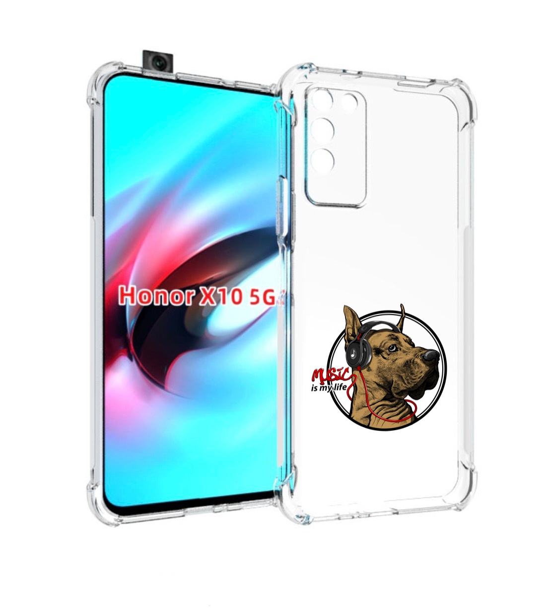 

Чехол MyPads музыкальная собака для Honor X10, Прозрачный, Tocco