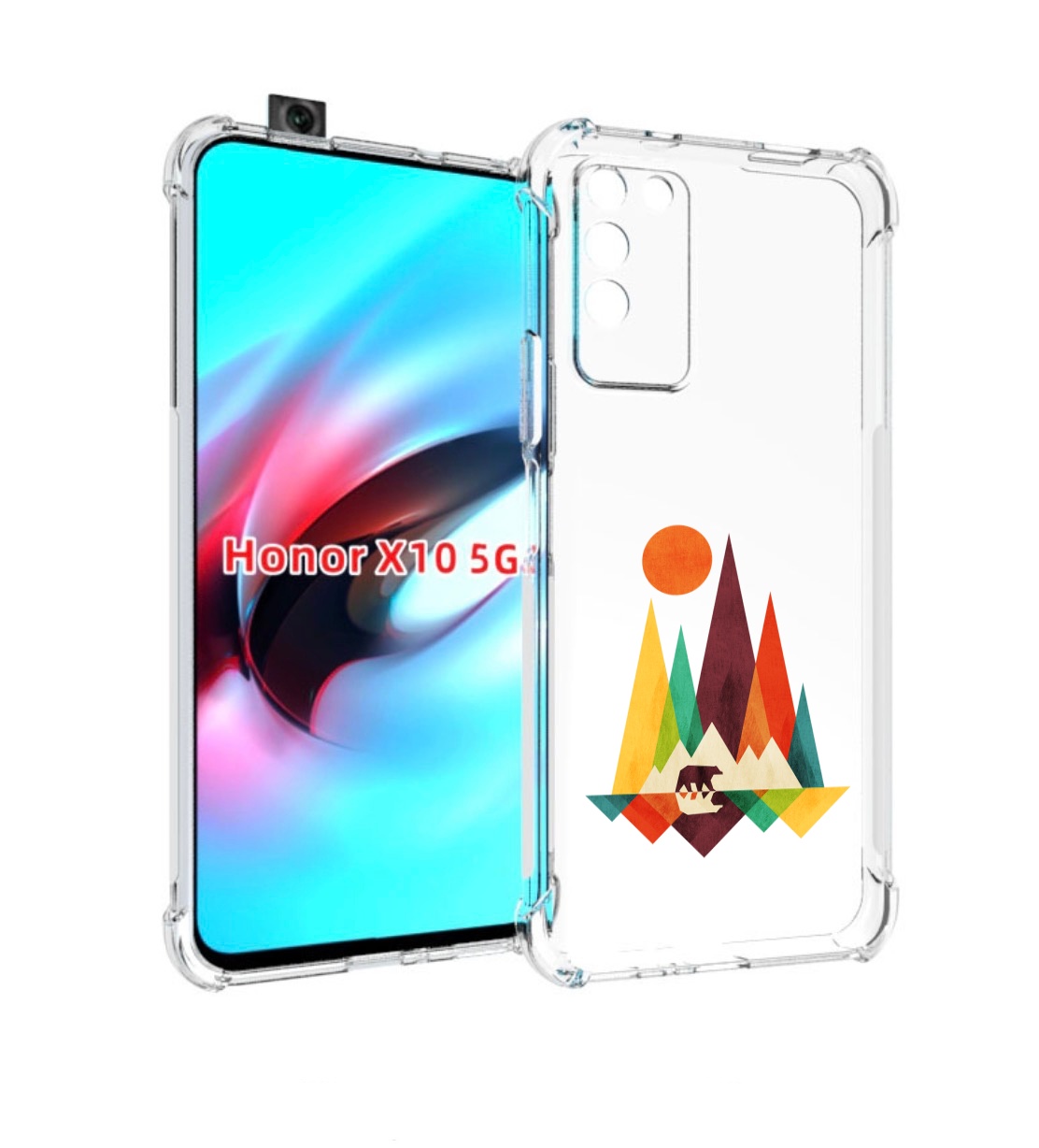 

Чехол MyPads нарисованные горы с медведем для Honor X10, Прозрачный, Tocco