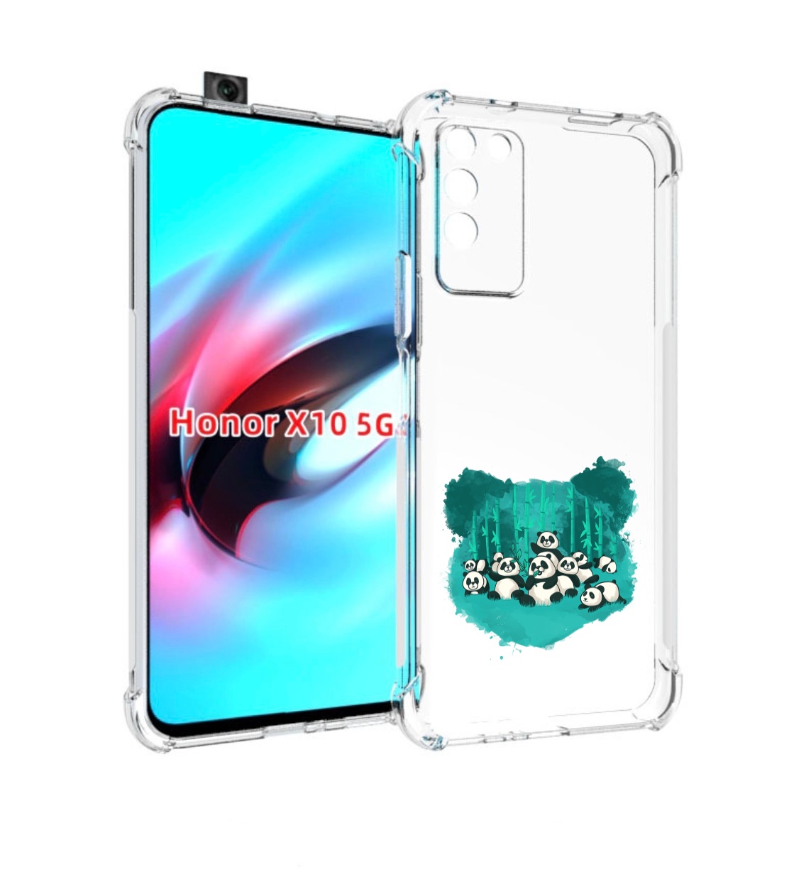 

Чехол MyPads нарисованные панды для Honor X10, Прозрачный, Tocco