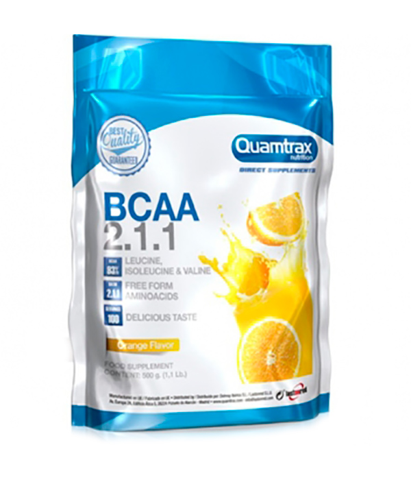 фото Quamtrax nutrition аминокислоты quamtrax bcaa 2:1:1 powder, 500 г, вкус: апельсин