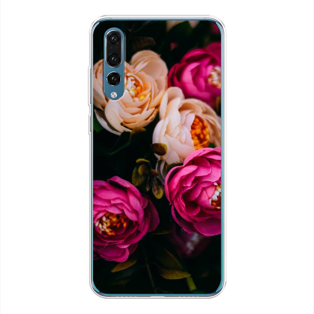 фото Чехол awog "розовые пионы для черном" для huawei p20 pro