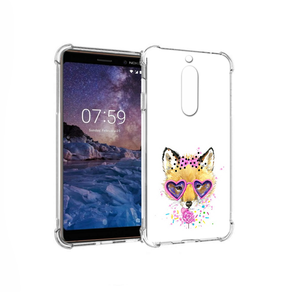 

Чехол MyPads Tocco для Nokia 7 лисенок с бантиком (PT95887.123.441), Прозрачный, Tocco