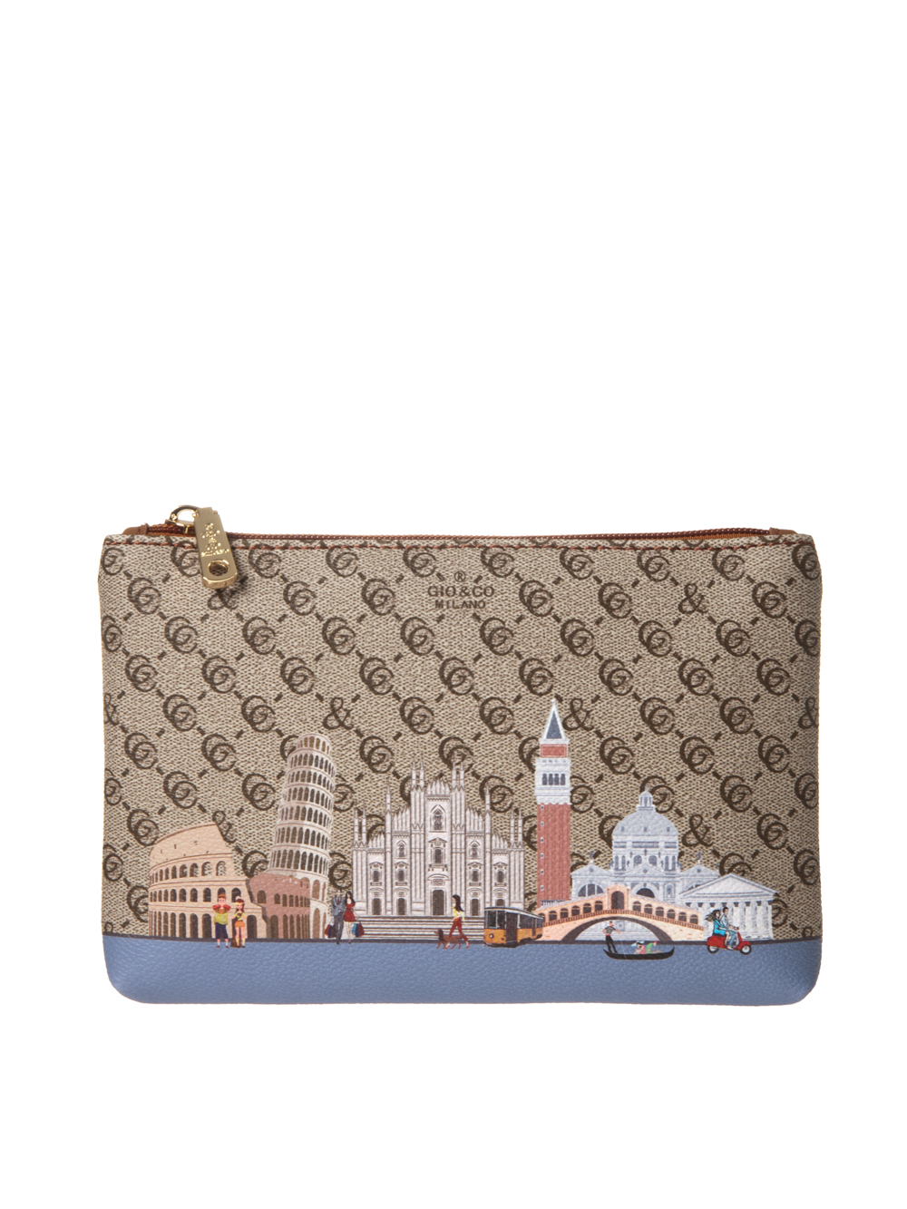 фото Косметичка женская gio&co 03gc голубая/коричневая