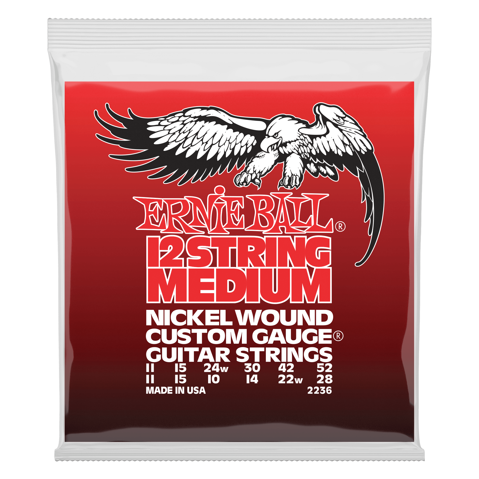 фото Струны для 12-струнной электрогитары ernie ball 2236 nickel medium 12 11-52