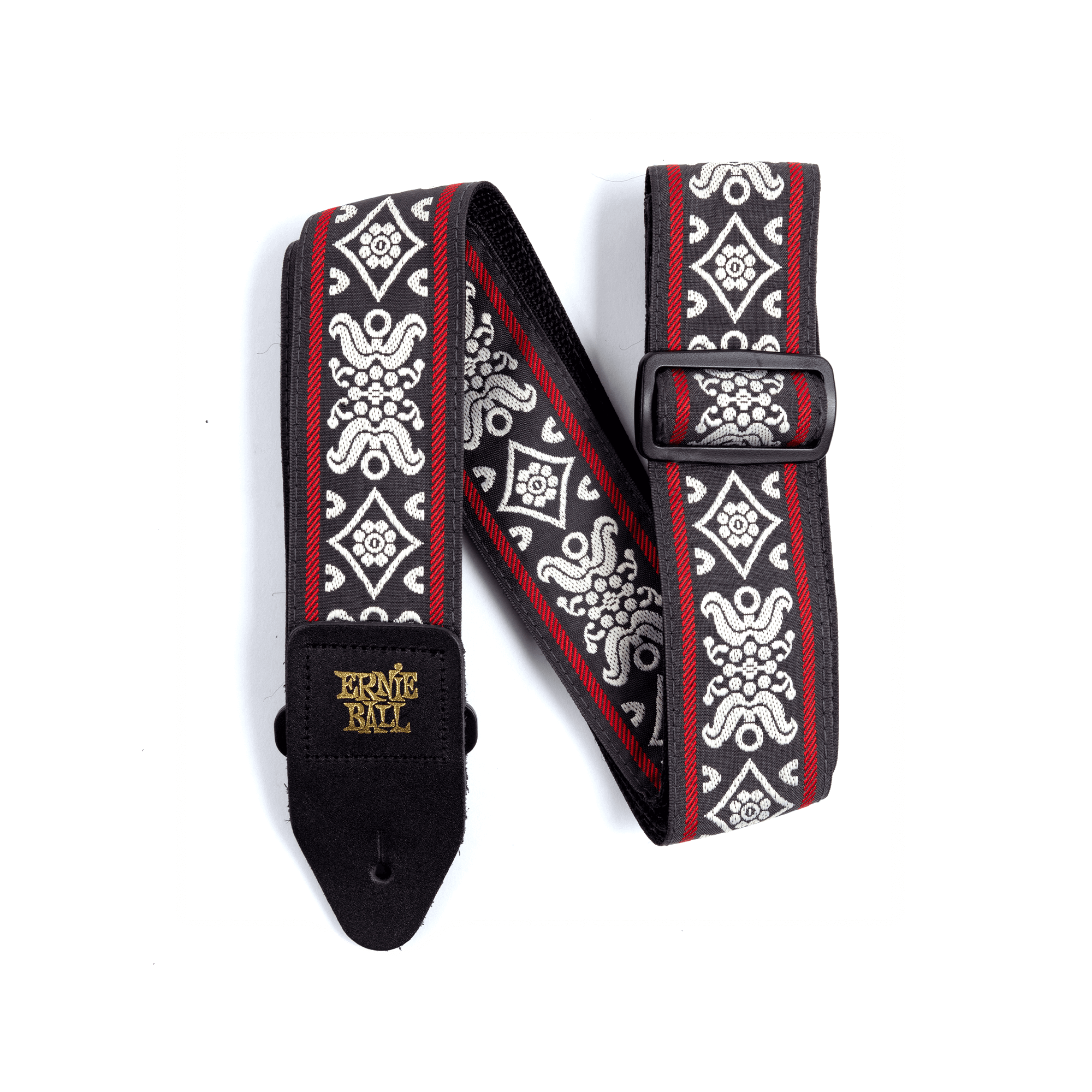 фото Ремень для гитары ernie ball 4669 blackjack red jacquard, ernie ball (эрни бол)