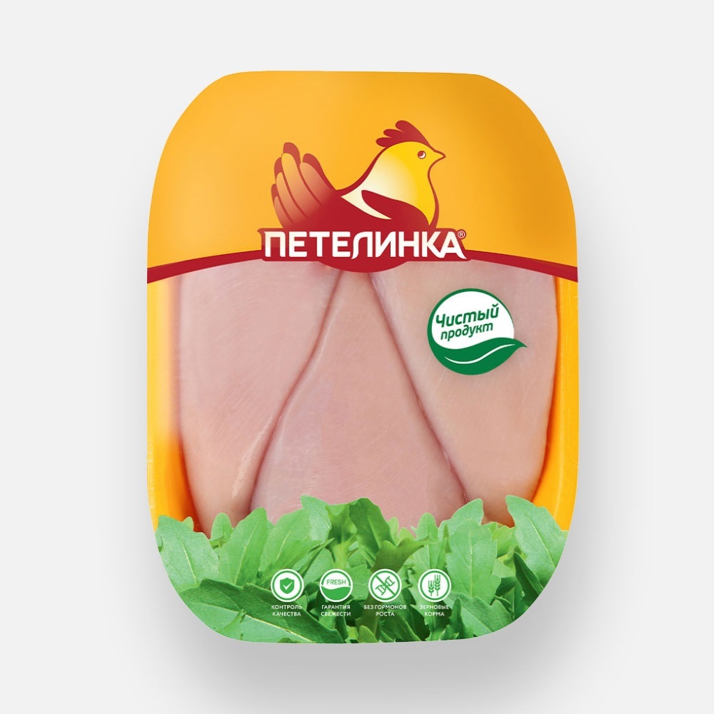 Филе грудки ЦБ Петелинка без кожи, охлаждённое, 1,1-1,2 кг