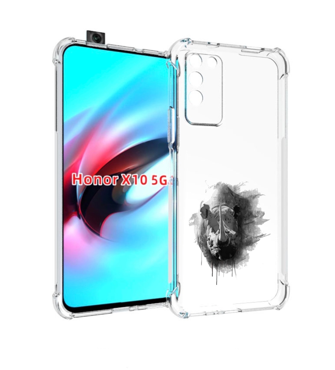 

Чехол MyPads носорог для Honor X10, Прозрачный, Tocco