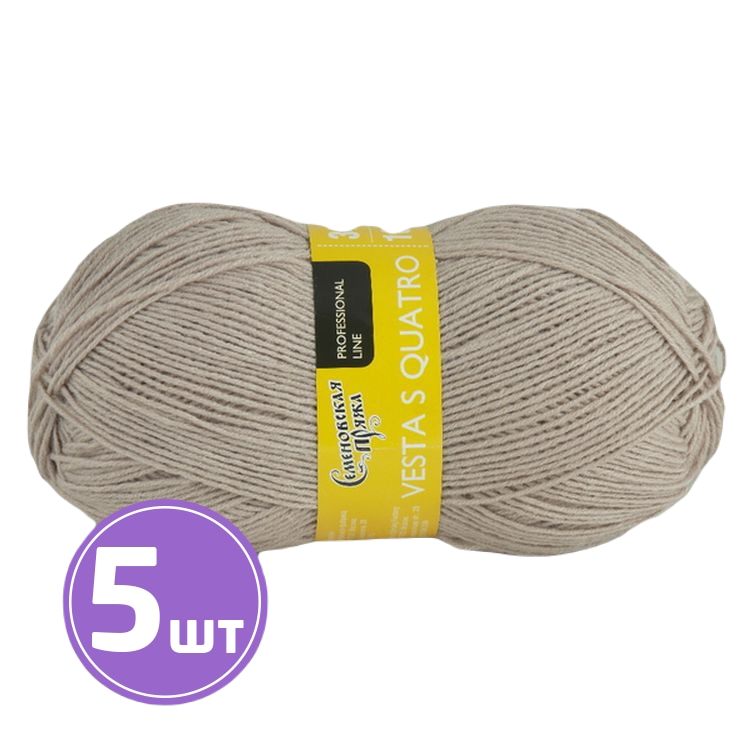 

Пряжа Семеновская Vesta S silver quatro (70030), фрез 5 шт. по 100 г, Бежевый