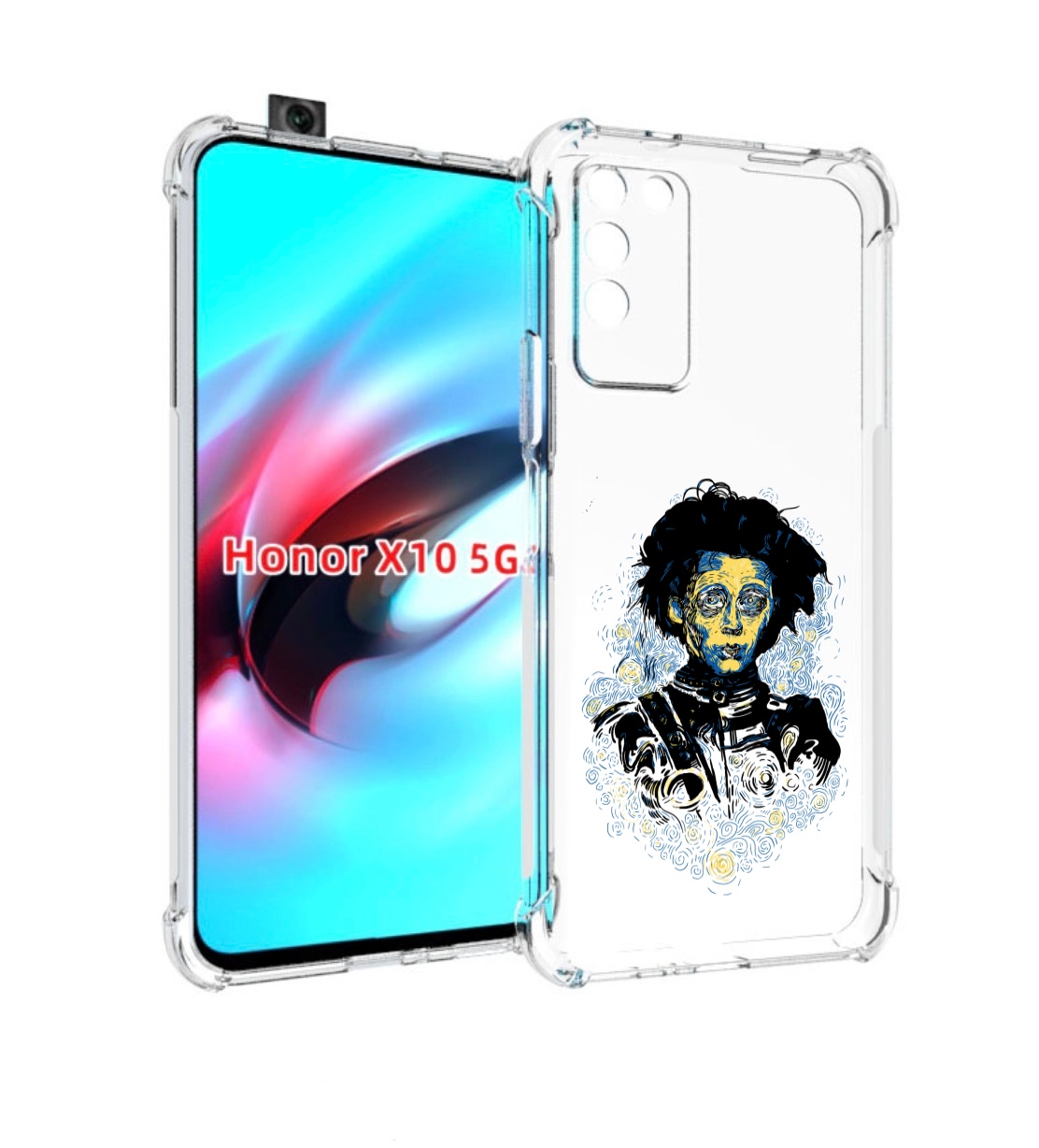 Чехол MyPads парень черно-белый абстракция для Honor X10