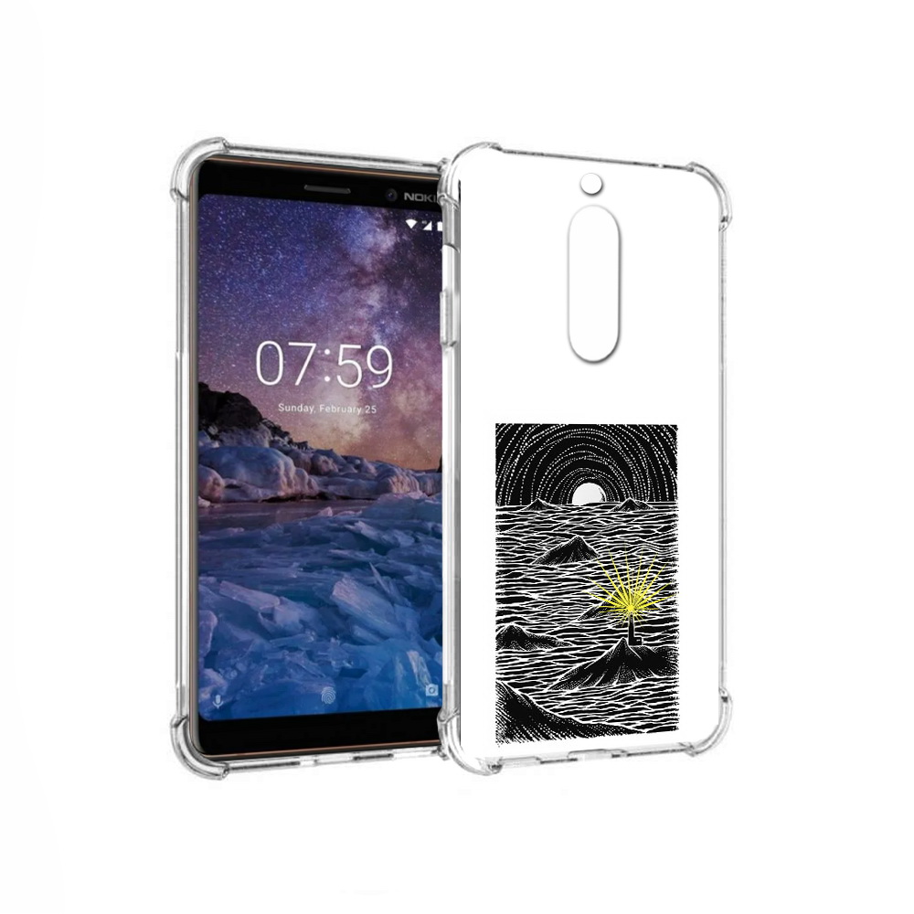 

Чехол MyPads Tocco для Nokia 7 маяк в черно белом море (PT95887.123.460), Прозрачный, Tocco