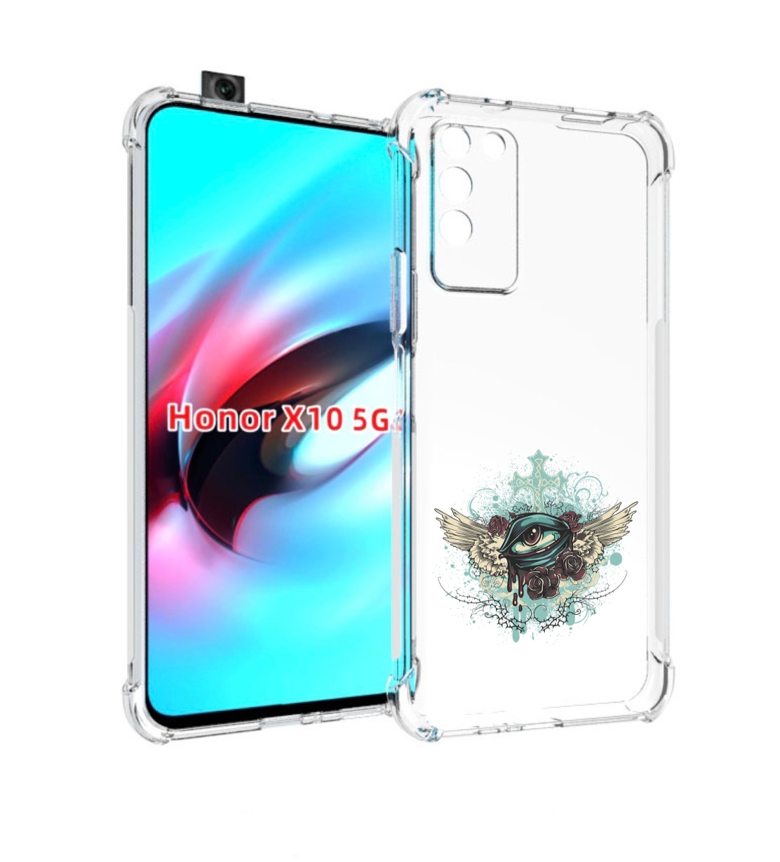 

Чехол MyPads плачущий глаз с крыльями для Honor X10, Прозрачный, Tocco