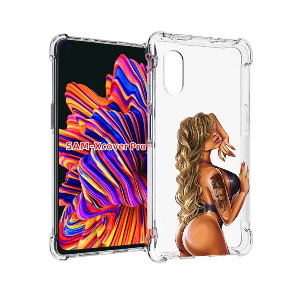 Чехол MyPads девушка-в-черном-кожаном-купальнике женский для Samsung Galaxy Xcover Pro 1