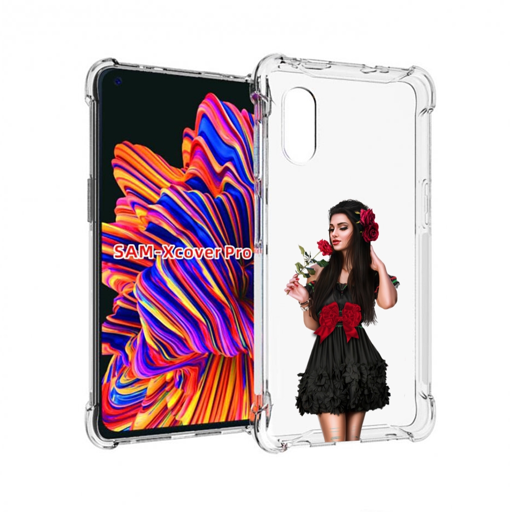 

Чехол MyPads девушка-в-черном-платье-с-розой женский для Samsung Galaxy Xcover Pro 1, Прозрачный, Tocco