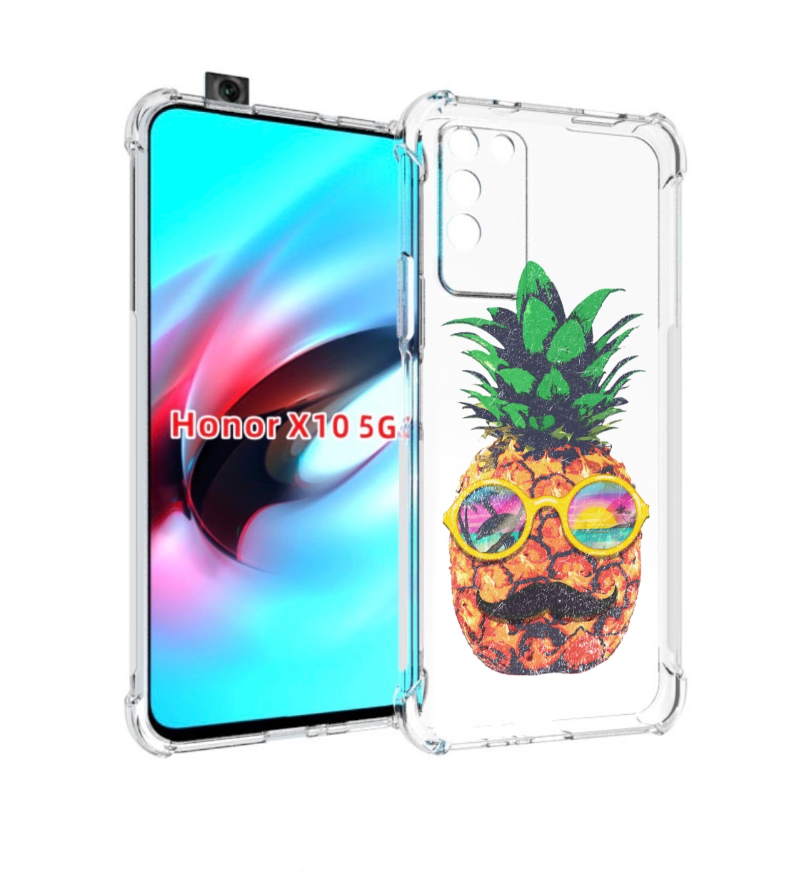

Чехол MyPads прикольный ананас с лицом для Honor X10, Прозрачный, Tocco