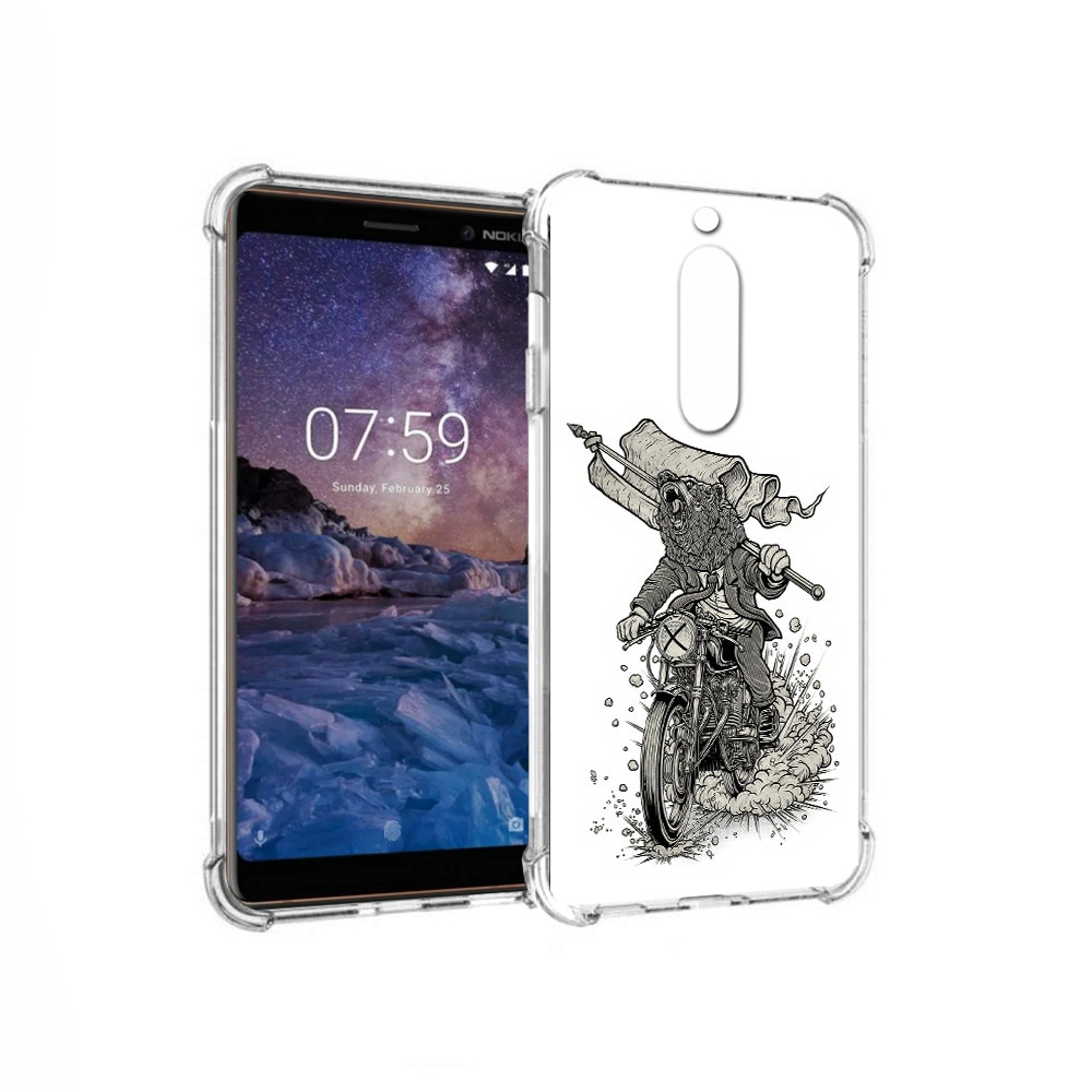 Чехол MyPads Tocco для Nokia 7 медведь на мотоцикле (PT95887.123.467)