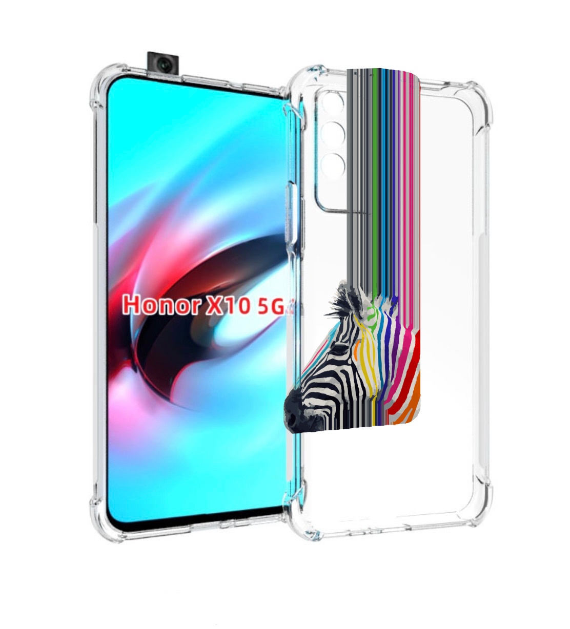 

Чехол MyPads радужная зебра для Honor X10, Прозрачный, Tocco