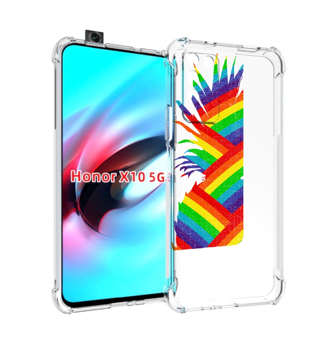 

Чехол MyPads радужный ананас для Honor X10, Прозрачный, Tocco