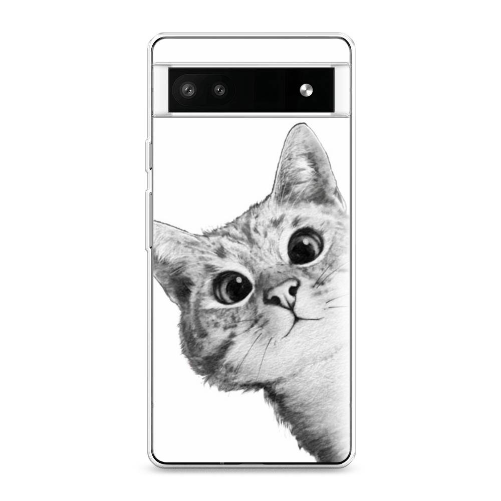 фото Силиконовый чехол "кот рисунок черно-белый" на google pixel 6a awog
