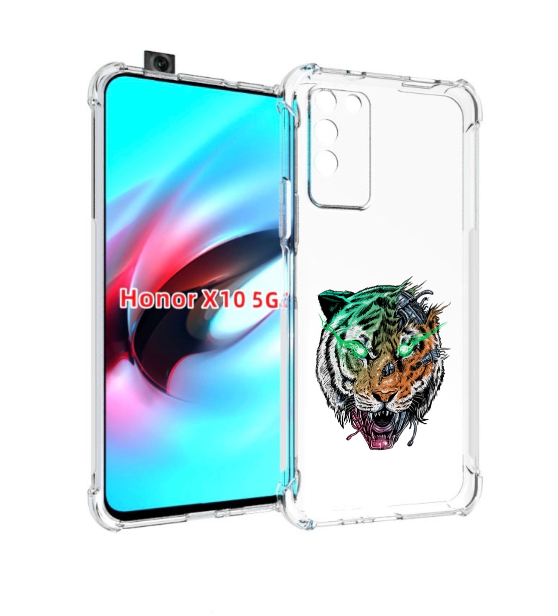 

Чехол MyPads робо-тигр для Honor X10, Прозрачный, Tocco