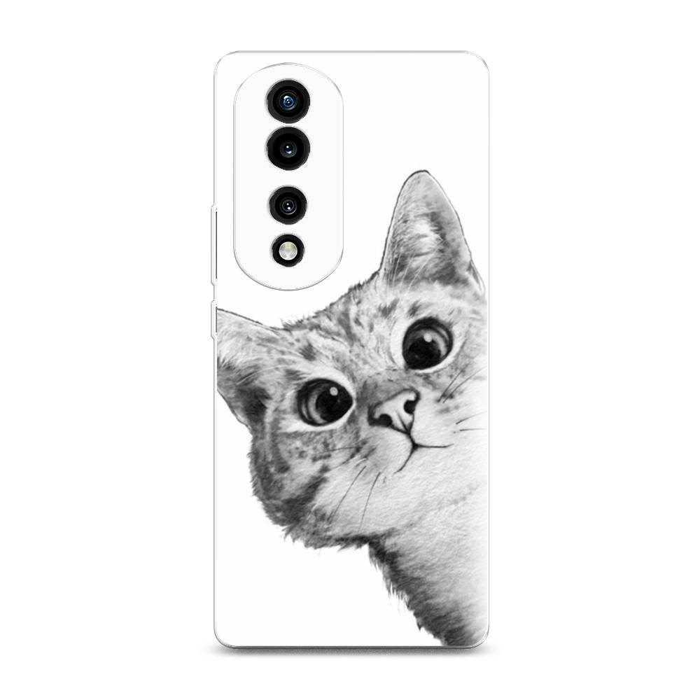 

Силиконовый чехол "Кот рисунок черно-белый" на Honor 70 Pro, 6108350-1