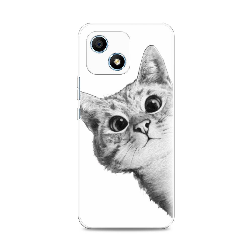фото Силиконовый чехол "кот рисунок черно-белый" на honor play 30 awog